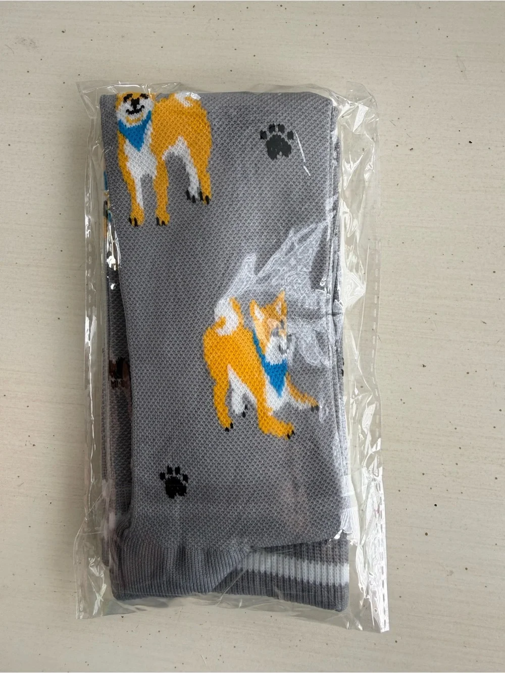 Gray Dog Pattern Compression Socks - Cute Shiba Inu Design